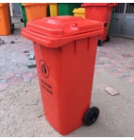Thùng rác nhựa HDPE 120L màu cam đỏ